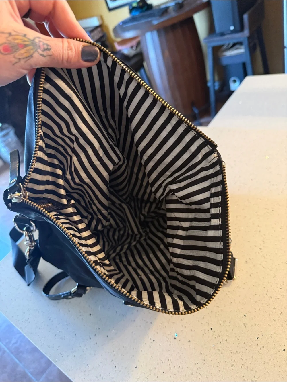 kate spade Black Nylon Messenger Crossbody with Gold Hardware